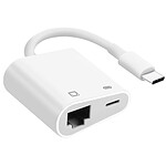 Avizar Adaptateur USB-C vers Ethernet + USB-C Charge et Connexion internet stable  Blanc