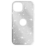 Avizar Coque pour iPhone 14 Paillette Silicone Semi rigide  Argent