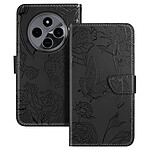 Avizar Étui pour Xiaomi Redmi 14C Portefeuille Fleur Papillon avec Dragonne Noir