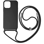 Avizar Coque Cordon pour iPhone 12 et 12 Pro Semi-rigide Lanière Tour du Cou 80cm  noir