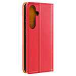 Avizar Housse Portefeuille pour Samsung Galaxy S24 Cuir Véritable Rouge