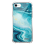 Evetane Coque iPhone 7/8/ iPhone SE 2020 anti-choc souple angles renforcés transparente Motif Bleu Nacré Marbre