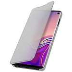 Avizar Housse Samsung Galaxy S10 Étui Miroir Clapet translucide Stand Vidéo argent