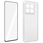 Avizar Coque pour Oneplus 10T Silicone Souple et Film Verre Trempé 9H  transparent contour noir