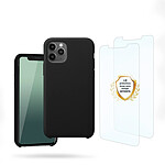 Evetane Coque iPhone 11 Pro Silicone liquide Noire + 2 Vitres en Verre trempé Protection écran Antichocs