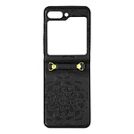 Avizar Coque pour Samsung Galaxy Z Flip 5 Motif fleur  Collection Mandala Blossom Noir