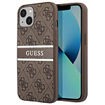 Guess Coque pour iPhone 13 Mini avec Imprimé et Bande Monochrome Luxe Marron