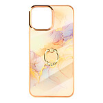 Avizar Coque iPhone 13 Pro Max Bi-matière avec Bague de maintien Motif marbre - rose