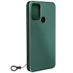 Avizar Etui pour Nokia C22 Porte-carte Dragonne Support Vidéo Effet Carbone Vert Foncé