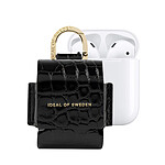 IDEAL OF SWEDEN Mini Sac pour AirPods 1 / 2 Modèle Flo Texturé Croco avec Mousqueton Noir