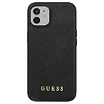 Guess Coque pour iPhone 12 Mini Saffiano Antichoc Noir