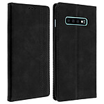 Avizar Etui folio Noir Vintage pour Samsung Galaxy S10 Plus