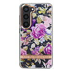 Avizar Coque pour Samsung Galaxy S23 Dos Rigide Contour Souple Design Fleurs  Violettes