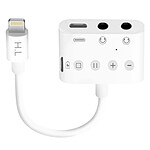 Avizar Adaptateur Lightning vers Lightning, USB-C et Double Jack 3.5mm 12 cm - Blanc