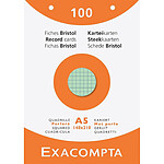 EXACOMPTA Étui de 100 fiches bristol quadrillé 5x5 perforé 148x210mm Couleurs assorties x 10