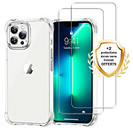 Evetane Coque iPhone 13 Pro Antichoc Silicone + 2 Vitres en verre trempé Protection écran