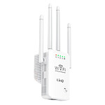 LinQ Extendeur Wifi Sans fil Longue Portée 300Mbps 4 Antennes Réglables  Blanc