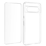 Avizar Coque pour Google Pixel 8 Silicone Gel et Verre Trempé 9H Transparent