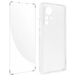 Avizar Coque pour Xiaomi 12 Pro Silicone Souple et Film Verre Trempé 9H  transparent