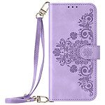 Avizar Etui Fleurs pour Xiaomi Redmi Note 13 4G Portefeuille Support Vidéo Violet Clair