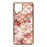 Avizar Coque Samsung Galaxy A22 et M32 Hybride Bague de Maintien Motif Écaille Rose