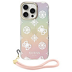 Guess Coque pour iPhone 15 Pro Bords Surélevés et Dragonne Intégrée Multicolore