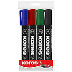 KORES Etui Lot de 4 Marqueurs permanetns 'K MARKER' Pointe biseautée Assortis