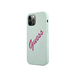 Guess Coque pour Apple iPhone 12 / 12 Pro Collection Silicone Vintage en TPU Bleu