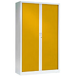 VINCO Armoire Monobloc FUN H198xL120xP43 cm 4 Tablettes Blanc Rideaux Jaune