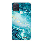 Evetane Coque Samsung Galaxy A21S 360 intégrale transparente Motif Bleu Nacré Marbre Tendance