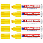 EDDING Marqueur Permanent 800 Corps Alu Jaune Pointe Biseautée 4-12 mm x 5