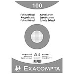 EXACOMPTA Paquet 100 Fiches Bristol Quadrillé 5x5 non perforé 210x297mm - Blanc x 10