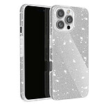 Avizar Coque Paillette pour iPhone 16 Pro Hybride Design Glamour Argent