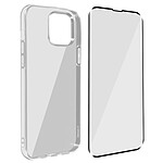 Avizar Coque iPhone 13 Pro Max Silicone Souple Film Verre Trempé 9H Transparent