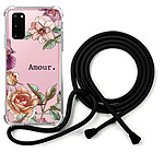 LaCoqueFrançaise Coque cordon Samsung Galaxy S20 Dessin Amour en fleurs