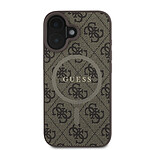 Guess Coque de Protection pour iPhone 16 MagSafe Imprimé 4G Marron