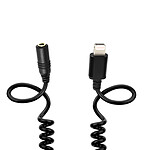 Puluz Adaptateur iPhone vers Jack 3.5mm femelle, Cable spirale 1 mètre  Noir