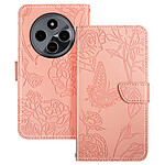 Avizar Étui pour Xiaomi Redmi 14C Portefeuille Fleur Papillon avec Dragonne Rose Poudré