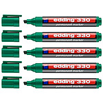 EDDING Marqueur Permanent 330 Vert Pointe Biseautée 1-5 mm x 5