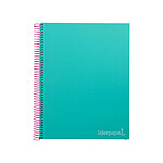 LIDERPAPEL Cahier spirale Jolly A4 280p 75g quadrillé 5x5mm microperforé 4 trous-Turquoise