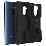 Avizar Coque Pocophone F1 Antichocs Silicone + Polycarbonate Support intégré Noir