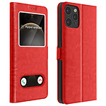 Avizar Housse Apple iPhone 12 / 12 Pro Étui Intégral Double Fenêtre Support Vidéo rouge