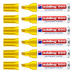 EDDING Marqueur Permanent 500 Corps Alu Jaune Pointe Large Biseautée 2-7 mm x 6