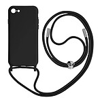 Avizar Coque Cordon pour iPhone 7, 8, SE 2020 et 2022 Semi-rigide Lanière Tour du Cou 80cm  Noir