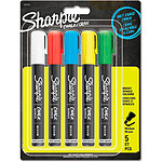 SHARPIE Lot de 5 Marqueurs Craie effaçables avec un chiffon humide Couleurs assorties