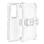 Avizar Coque pour Samsung Galaxy S24 Clip Ceinture Antichoc Coins Bumper Transparent