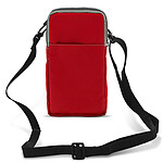 Avizar Etui Ceinture Smartphone Passant Ceinture Mousqueton Lanière 2 Poches Rouge