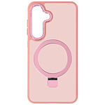 Avizar Coque pour Samsung Galaxy S24 Anneau Compatible MagSafe Support Stand Rose Poudré