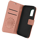 Avizar Étui Samsung S20 FE Portefeuille Support Vidéo Motif Mandala Fleur Rose gold