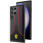 Ferrari Coque pour Samsung Galaxy S23 Ultra Cuir Vegan Compatible QI Noir